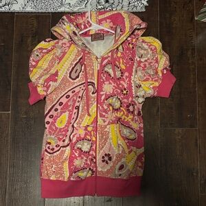 Juicy Couture Pink and Yellow Paisley Hoodie